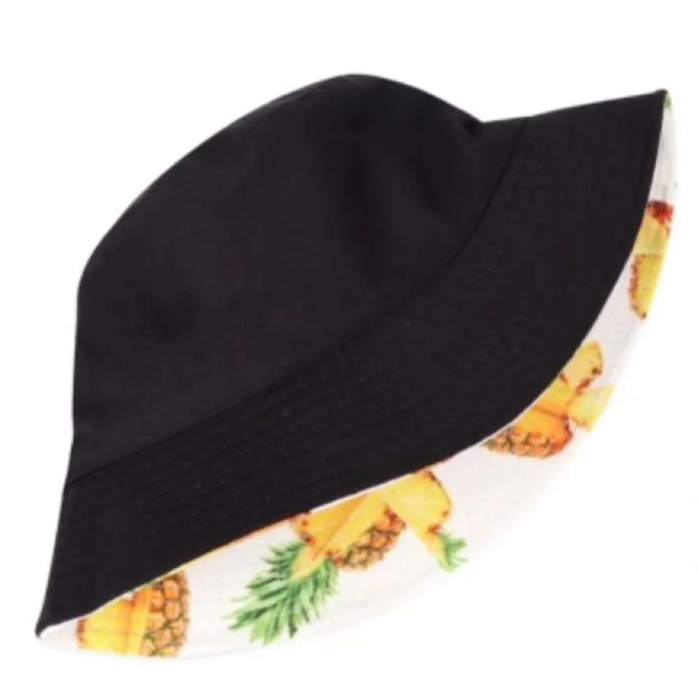 White Reversible Pineapple Bucket Hat ~ NEW - Picture 2 of 2